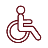 Icono silla de ruedas en granate