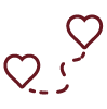 Icono corazones con recorrido
